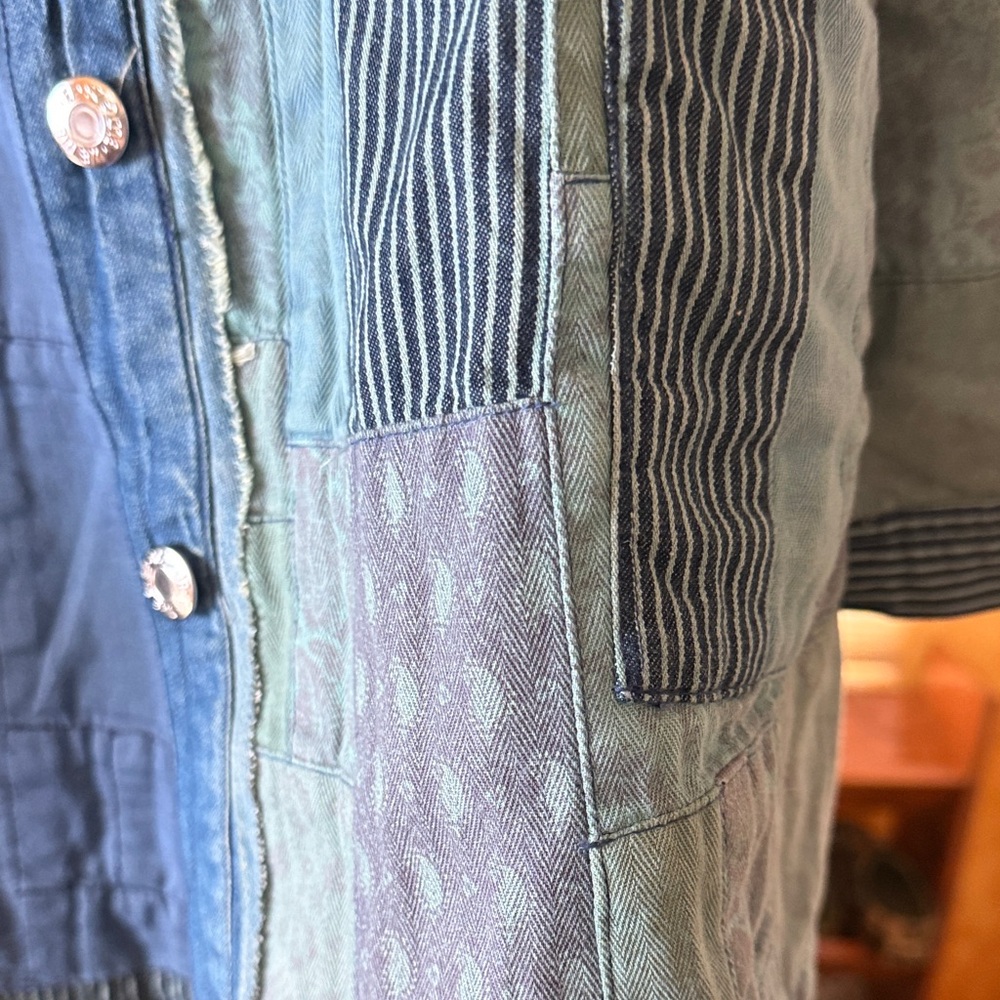 We The Free Blue Patchwork Denim Jacket - image 4